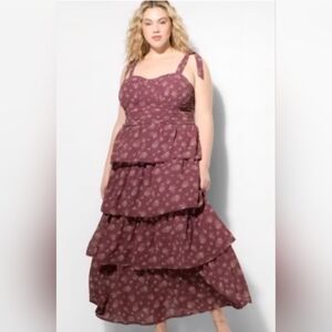 NEW! Wild Fable Plum Purple Floral Tiered Maxi Dress Size 2X